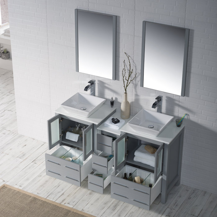 Orren Ellis Mance 60" Double Bathroom Vanity Set with Mirror Wayfair